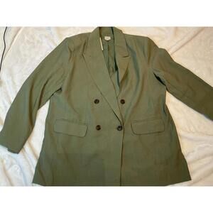 Women's Olive Green Double-Breasted Blazer